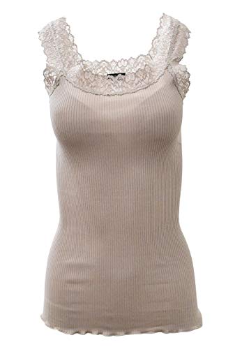 BASIC COTTON Free Spirit Premium Quality 100% Cotton Women's Lace Trim Tank Top Made in Italy (602)