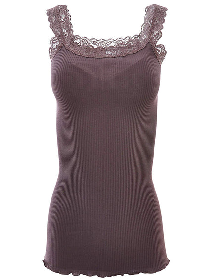 BASIC COTTON Free Spirit Premium Quality 100% Cotton Women's Lace Trim Tank Top Made in Italy (602)