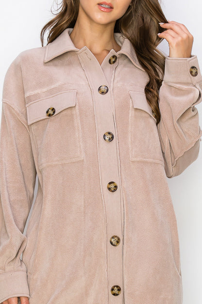 WK0029 Reverse Fleece Drop Sleeve Long Jacket