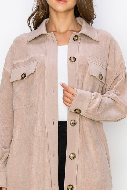WK0029 Reverse Fleece Drop Sleeve Long Jacket