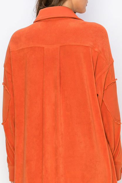 WK0029 Reverse Fleece Drop Sleeve Long Jacket