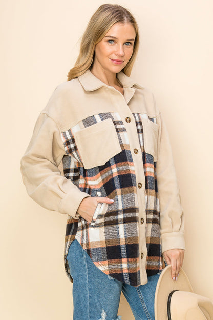 WK0044 Plaid Long Sleeve Shacket
