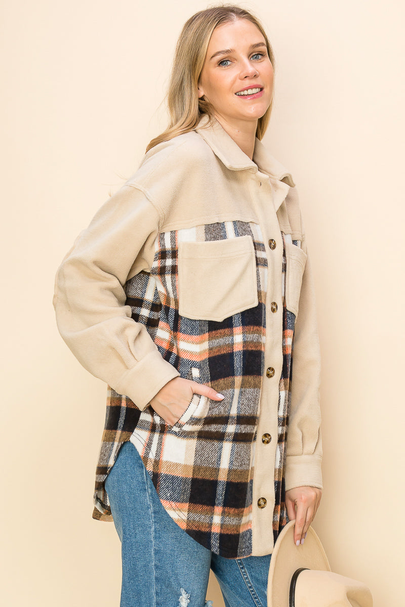 WK0044 Plaid Long Sleeve Shacket
