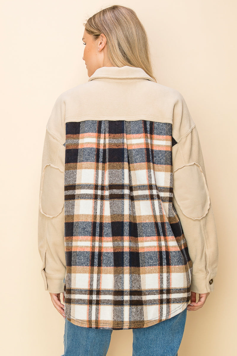 WK0044 Plaid Long Sleeve Shacket