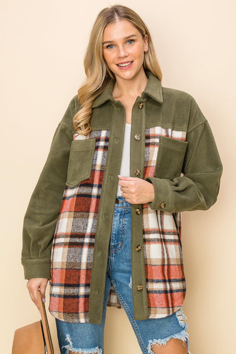 WK0044 Plaid Long Sleeve Shacket