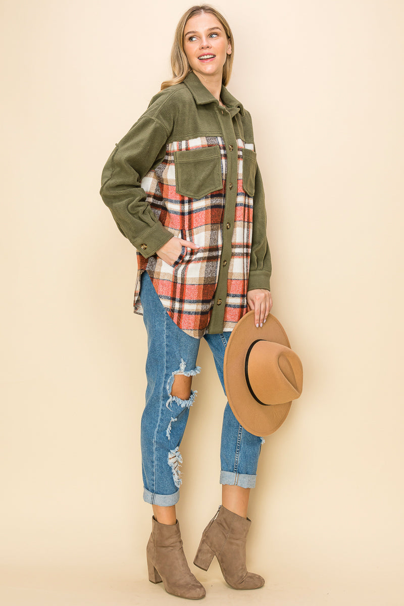 WK0044 Plaid Long Sleeve Shacket