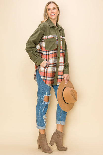 WK0044 Plaid Long Sleeve Shacket
