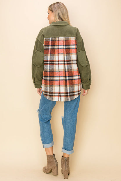 WK0044 Plaid Long Sleeve Shacket