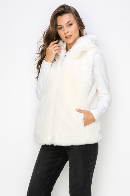 WV0038 RABBIT HOODED FUR VEST
