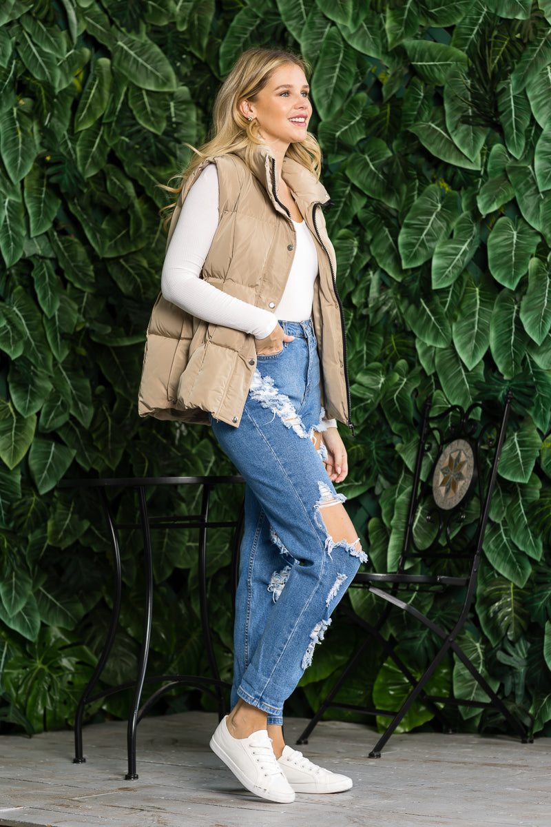 WV0050Women's Lightweight Quilted Puffer Vest with Stand Collar